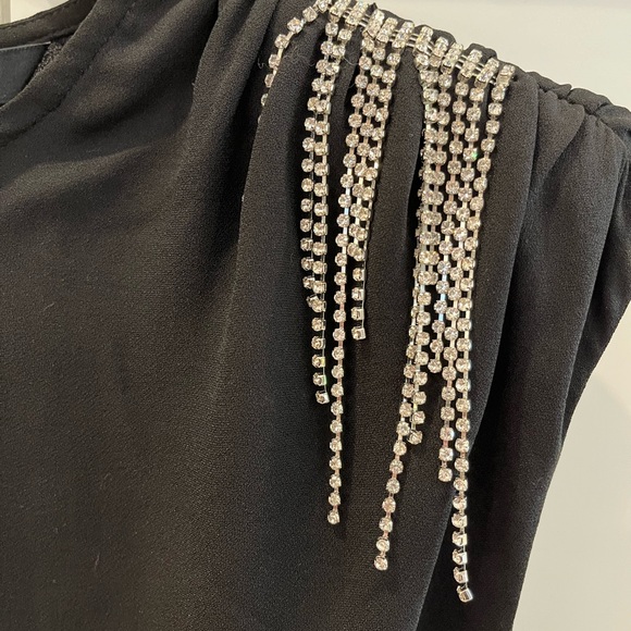 Express Strong Shoulder Rhinestone Embellished Top - Picture 2 of 4